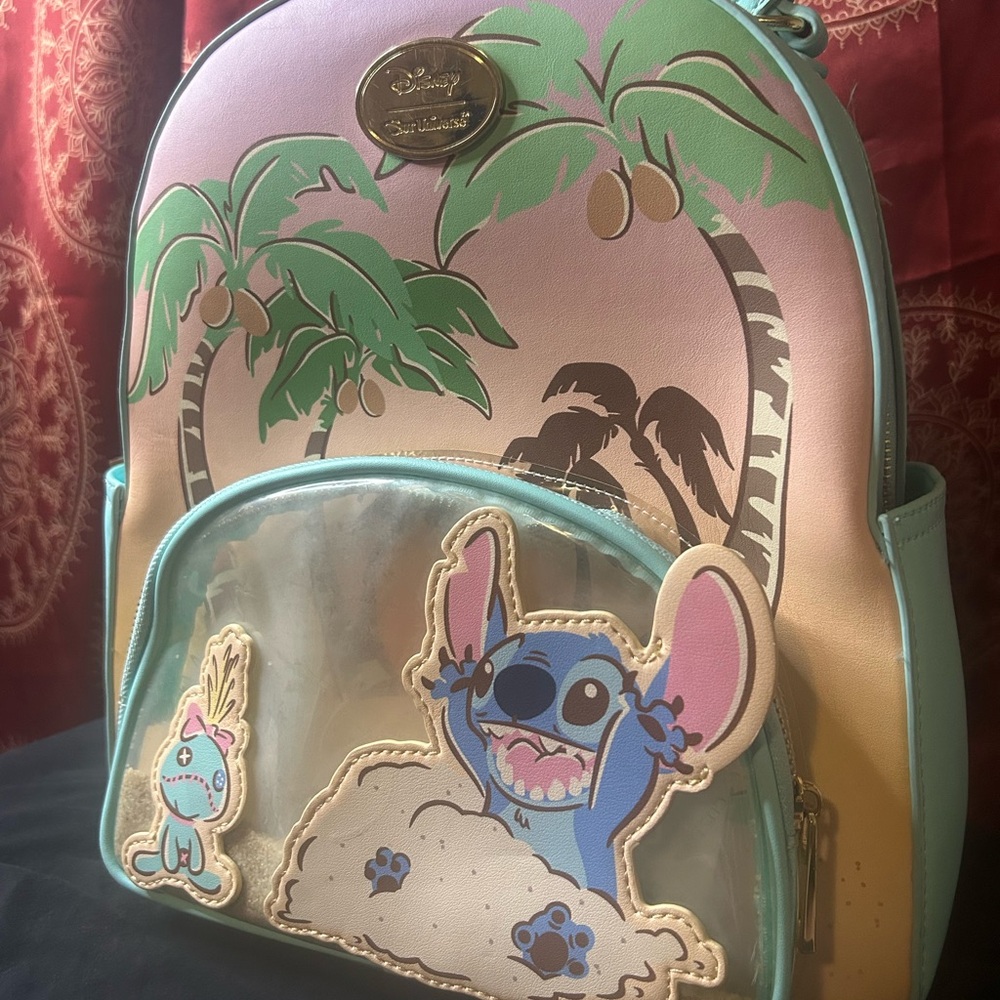 Disney Kids Stitch Tropical Backpack - Blue and Tan